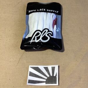 Rope Lace Supply Flat White Red Metal Tips 72 inch